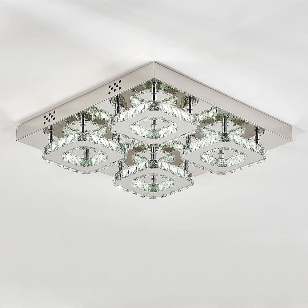 68 W Square LED Ceiling Light with Crystal Dimmable Warm Light
