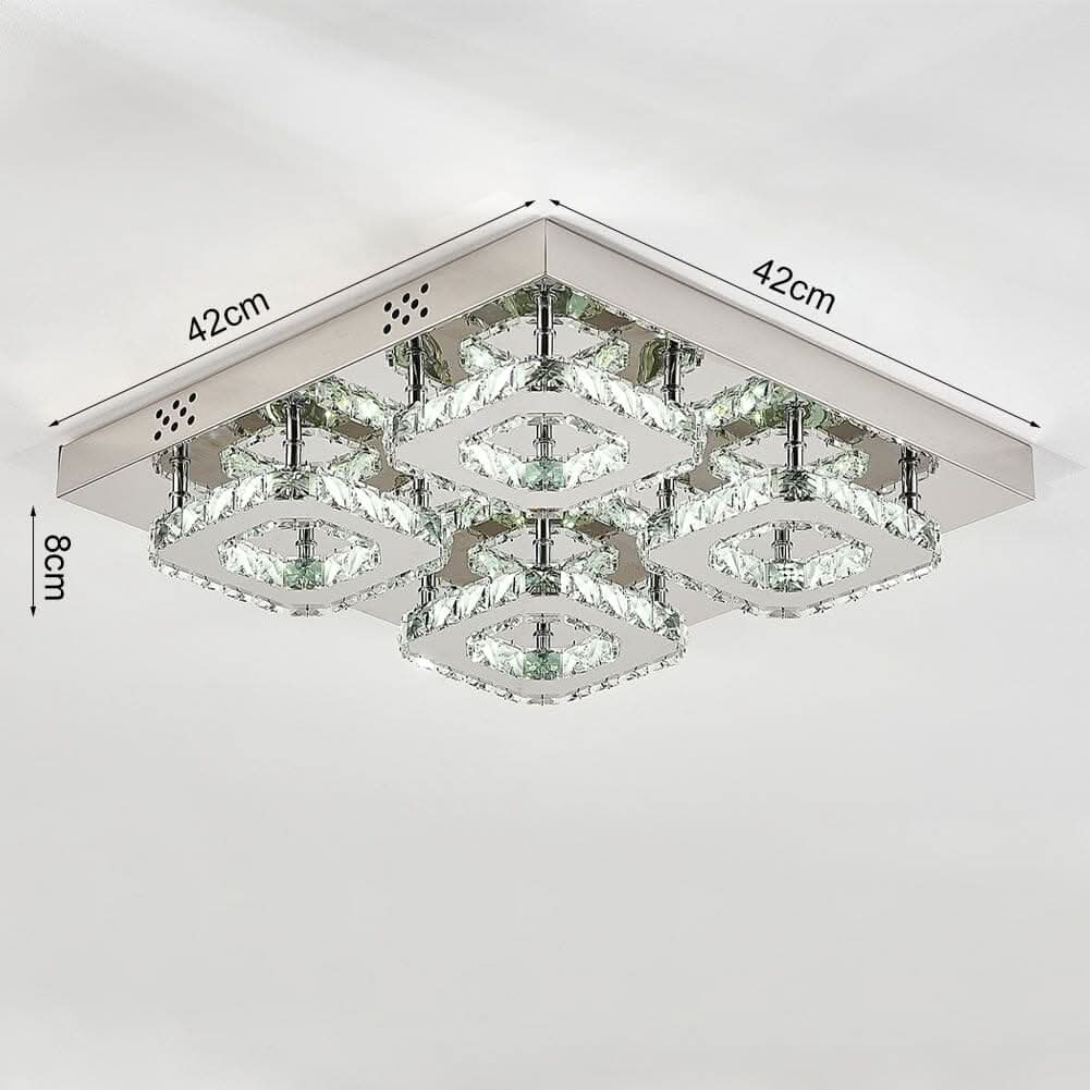 68 W Square LED Ceiling Light with Crystal Dimmable Warm Light
