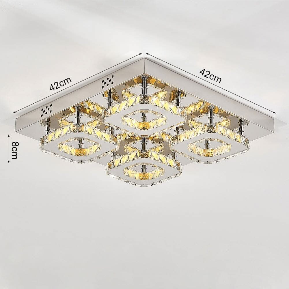 68 W Square LED Ceiling Light with Crystal Dimmable Warm Light