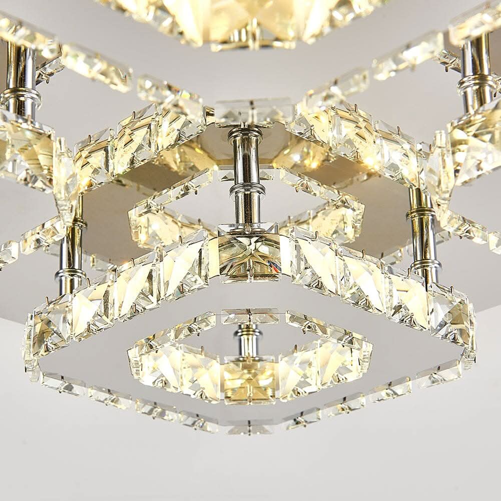 68 W Square LED Ceiling Light with Crystal Dimmable Warm Light