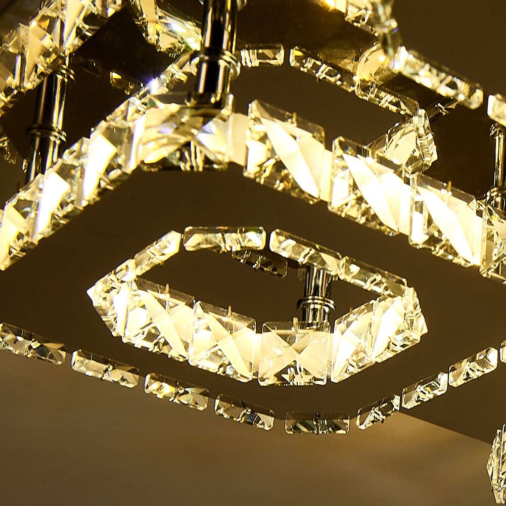 68 W Square LED Ceiling Light with Crystal Dimmable Warm Light