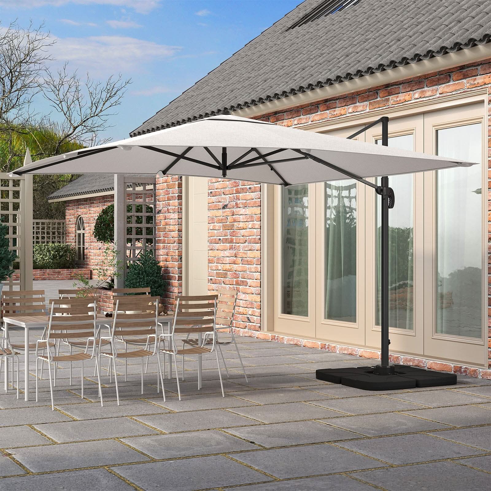 3 x 3M Garden Parasol Umbrella Cantilever Parasol with Petal Water Tank
