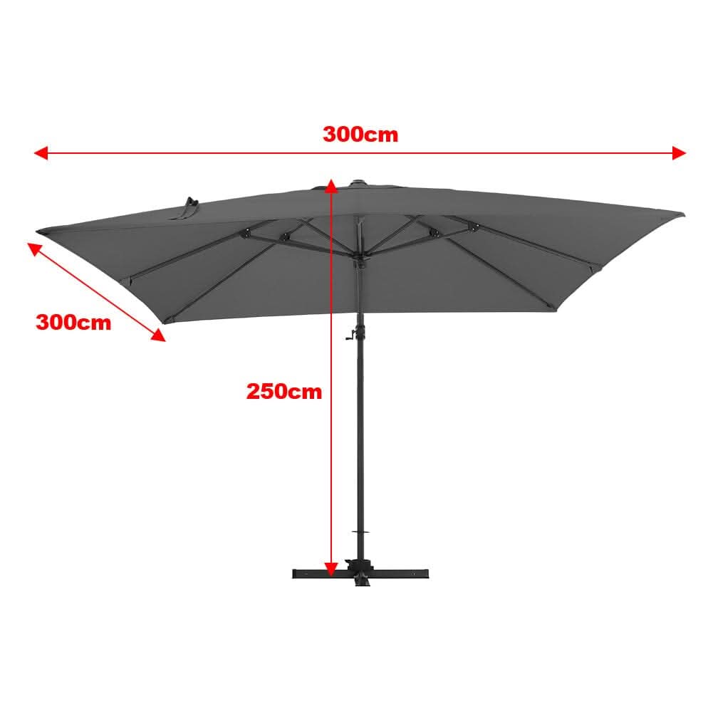 3 x 3M Garden Parasol Umbrella Cantilever Parasol with Petal Water Tank