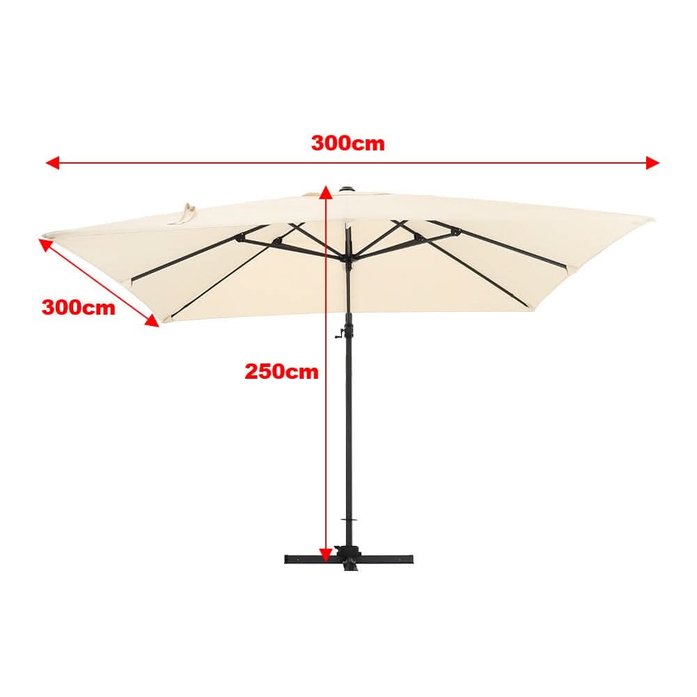 3 x 3M Garden Parasol Umbrella Cantilever Parasol with Petal Water Tank