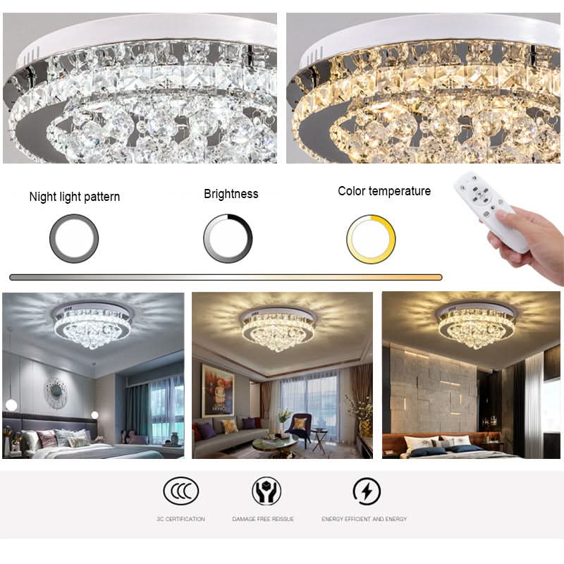 LED Ceiling Light Chandelier Lamp with Crystal Droplets