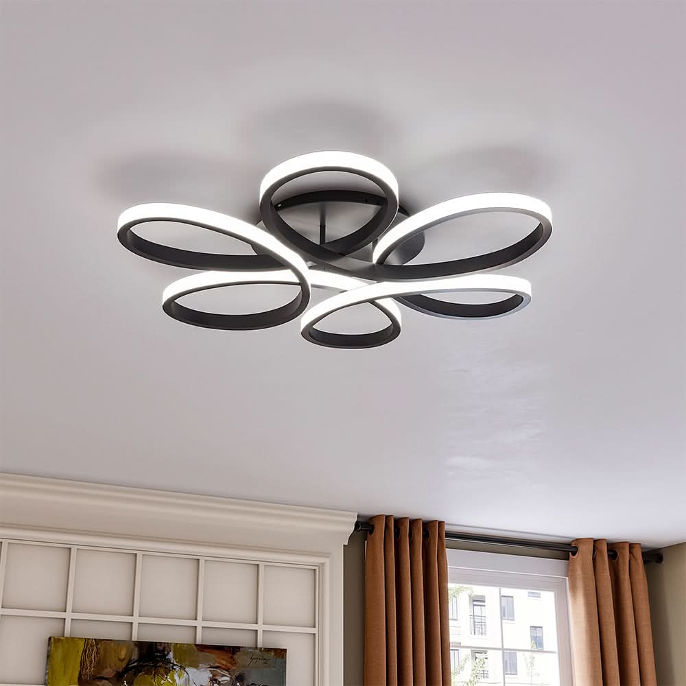 Black Frame Modern Dimmable/White LED Chandelier Ceiling Light