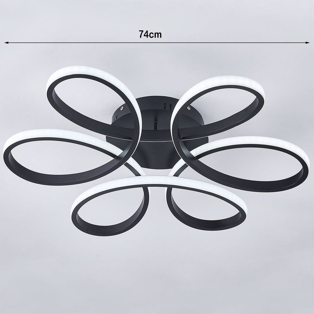 Black Frame Modern Dimmable/White LED Chandelier Ceiling Light