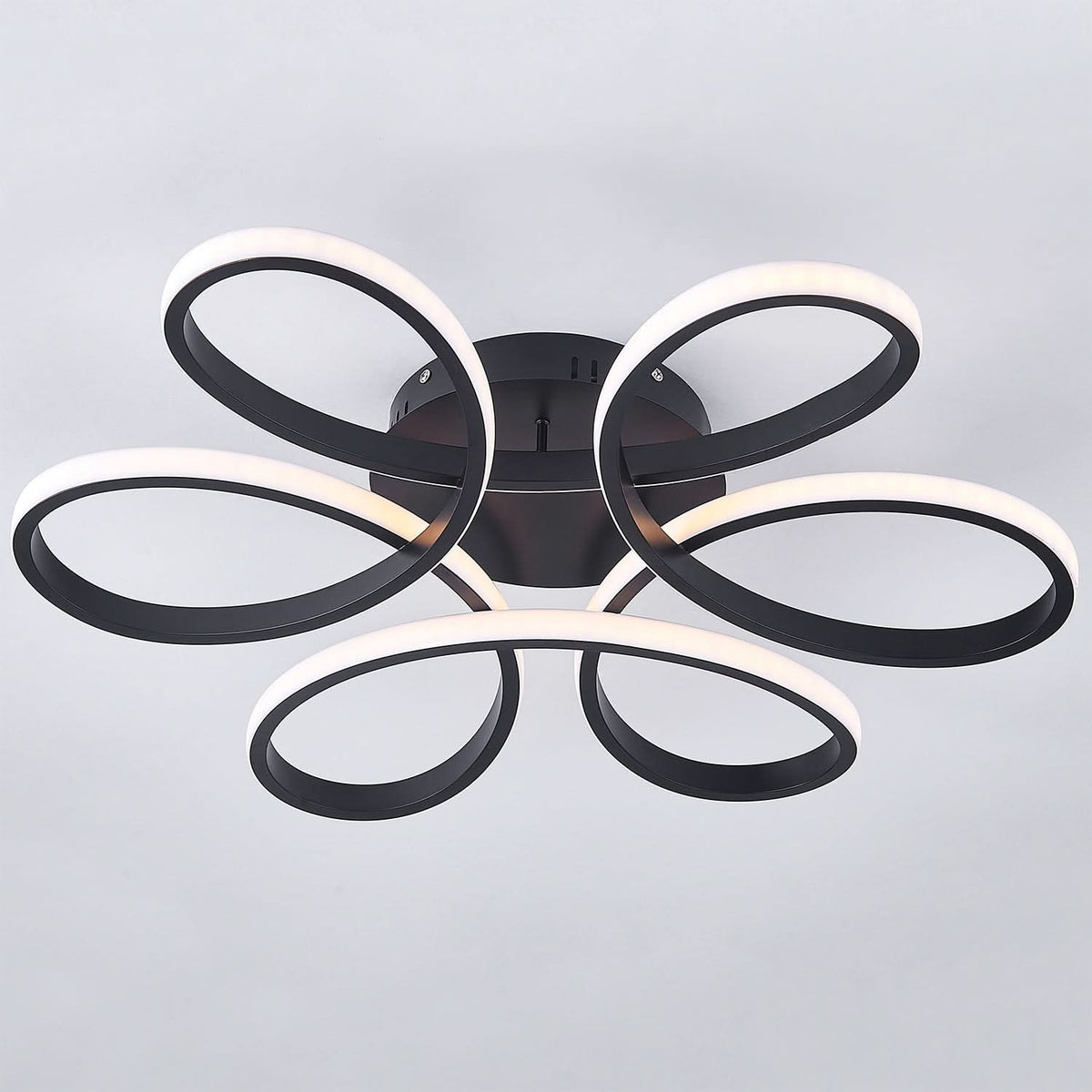Black Frame Modern Dimmable/White LED Chandelier Ceiling Light