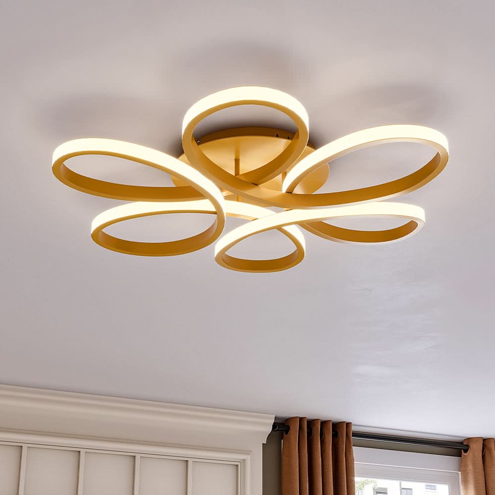 Golden Frame Modern Cool White LED Chandelier Ceiling Light