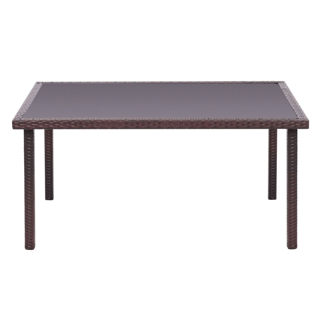 150cm Width Garden Dining Table Patio Outdoor Rectangle Table Black/Brown