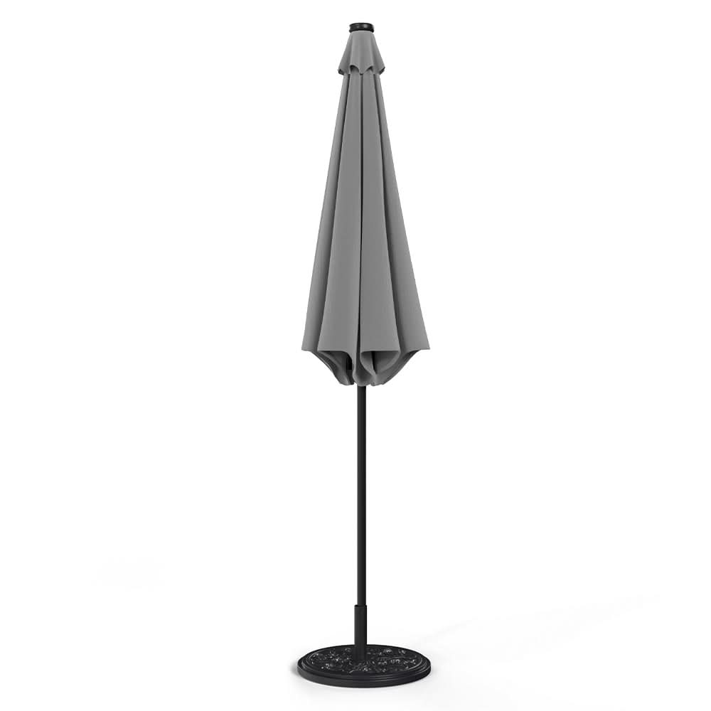3M Garden Parasol Sun Umbrella Light Grey Iron With Solar LED Lights