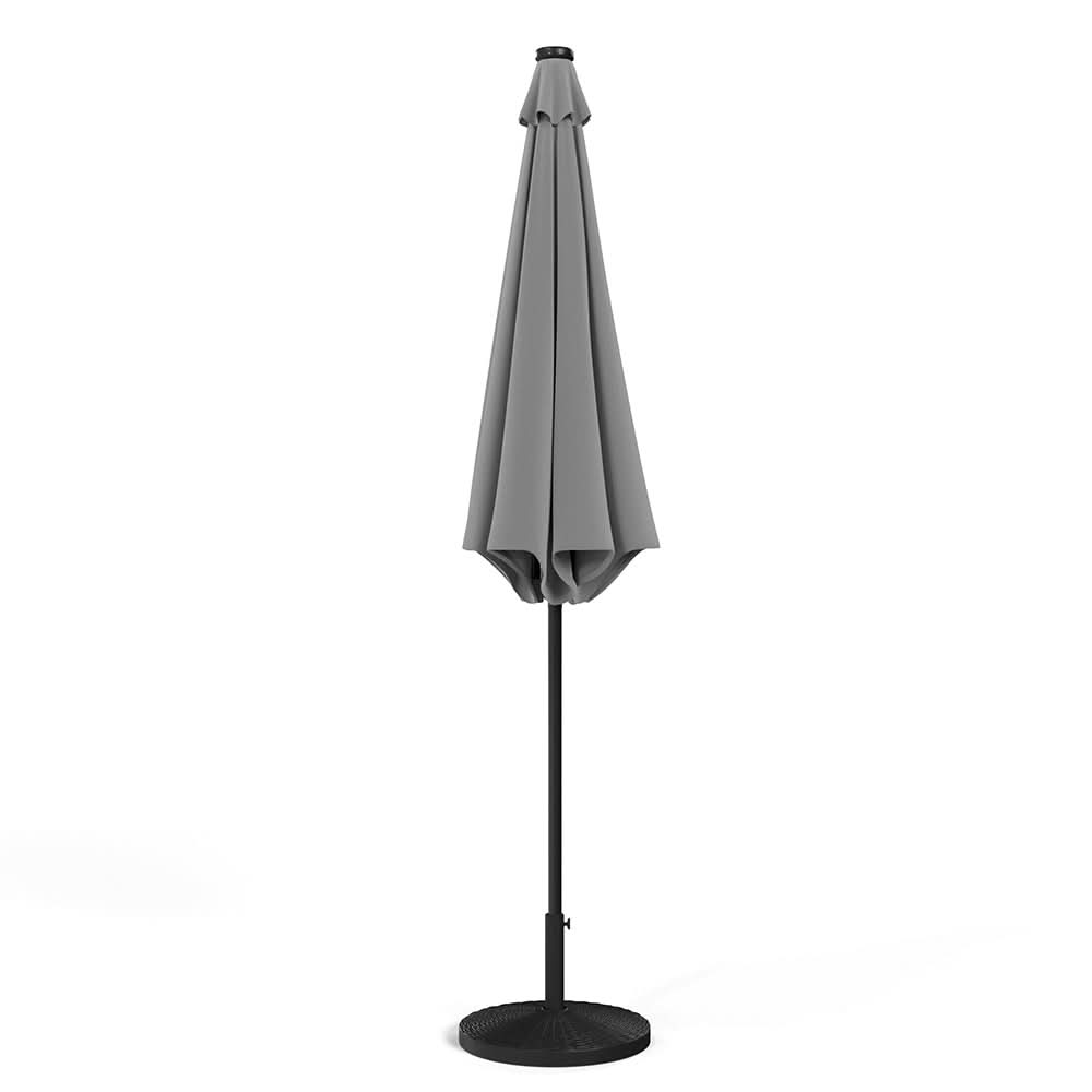 3M Garden Parasol Sun Umbrella Light Grey Iron With Solar LED Lights