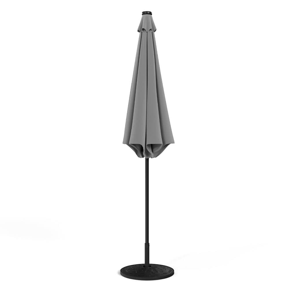 3M Garden Parasol Sun Umbrella Light Grey Iron With Solar LED Lights
