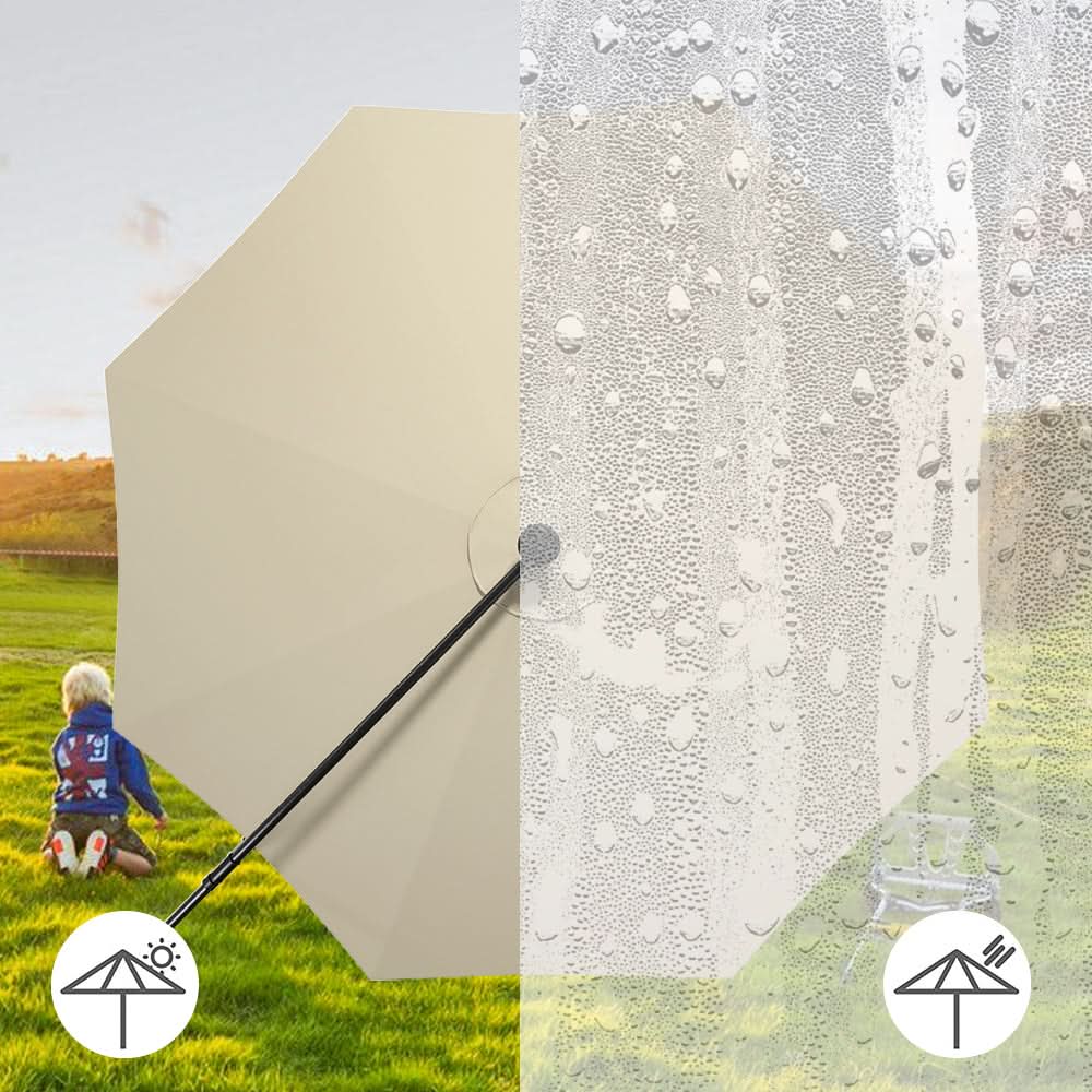 3M Cantilever Garden Parasols Beige/Light Grey/Dark Grey Iron Banana Umbrella with LED Lights