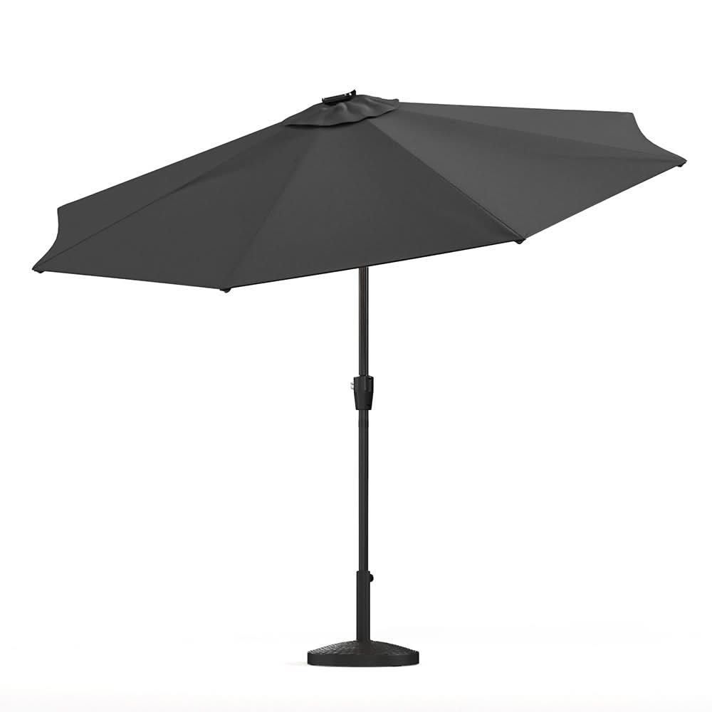 3M Sunbrella Umbrella Dark Grey Lighted Market with Solar Strip LED Lights
