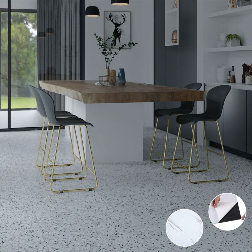 Set of 24 Peel and Stick PVC Granite Floor Tile