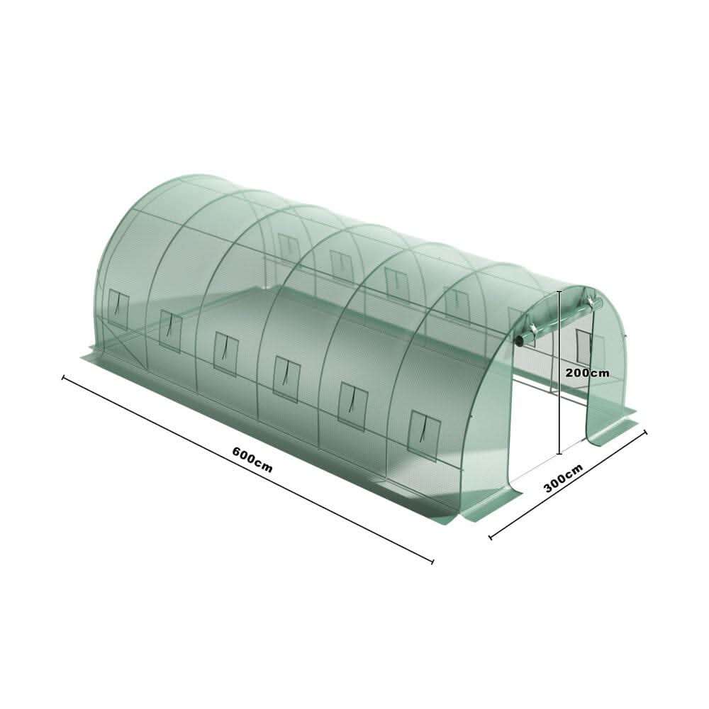 13×9ft/ 19×9ft Metal Framed Walk-in Greenhouse with Zipper Door and Windows