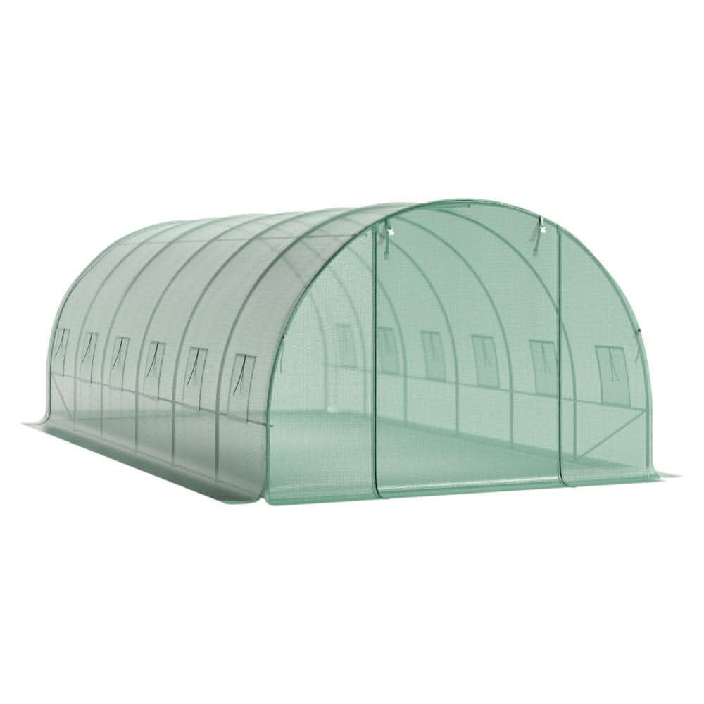 13×9ft/ 19×9ft Metal Framed Walk-in Greenhouse with Zipper Door and Windows