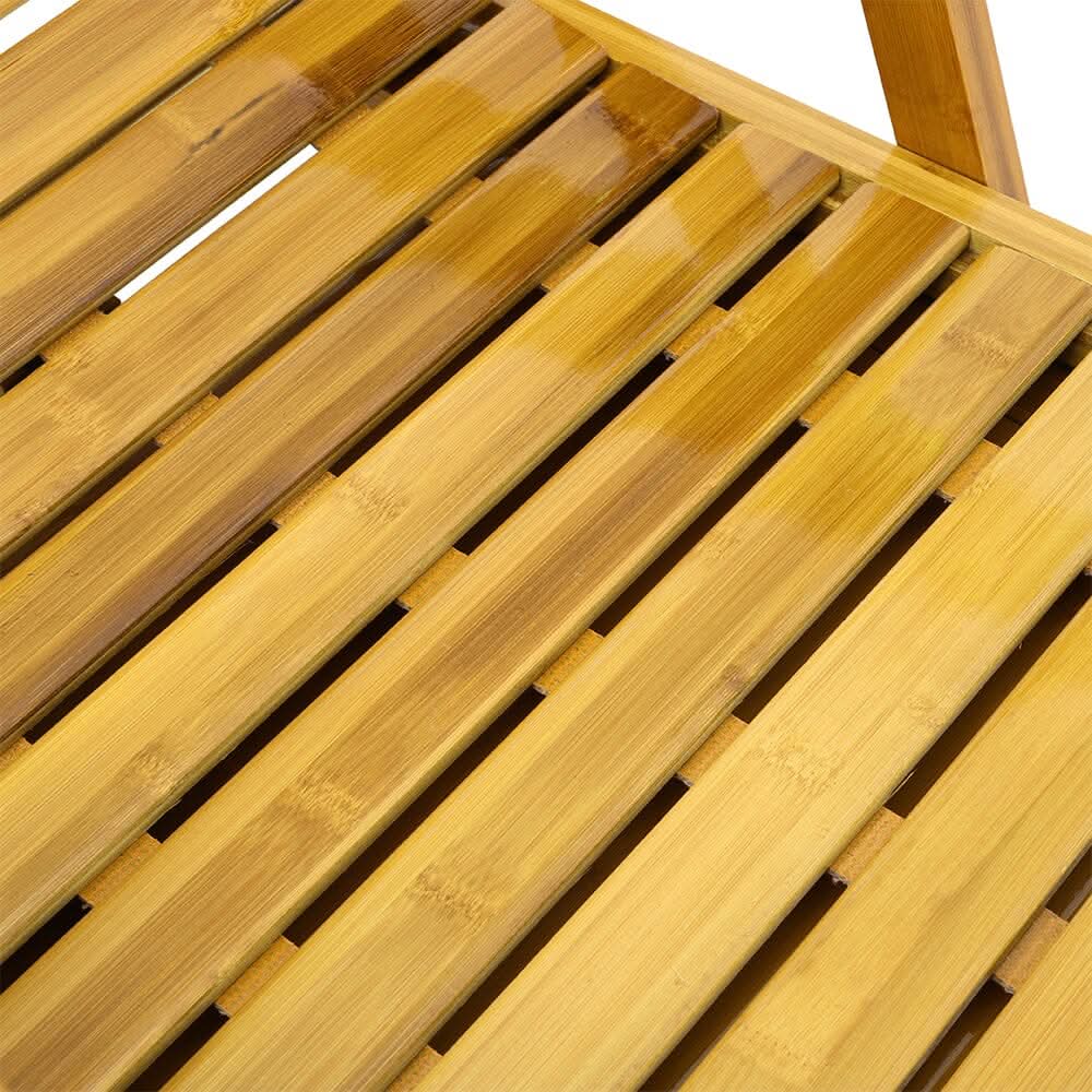 Foldable Bamboo Recliner Lounge Chair with Retractable Footrest