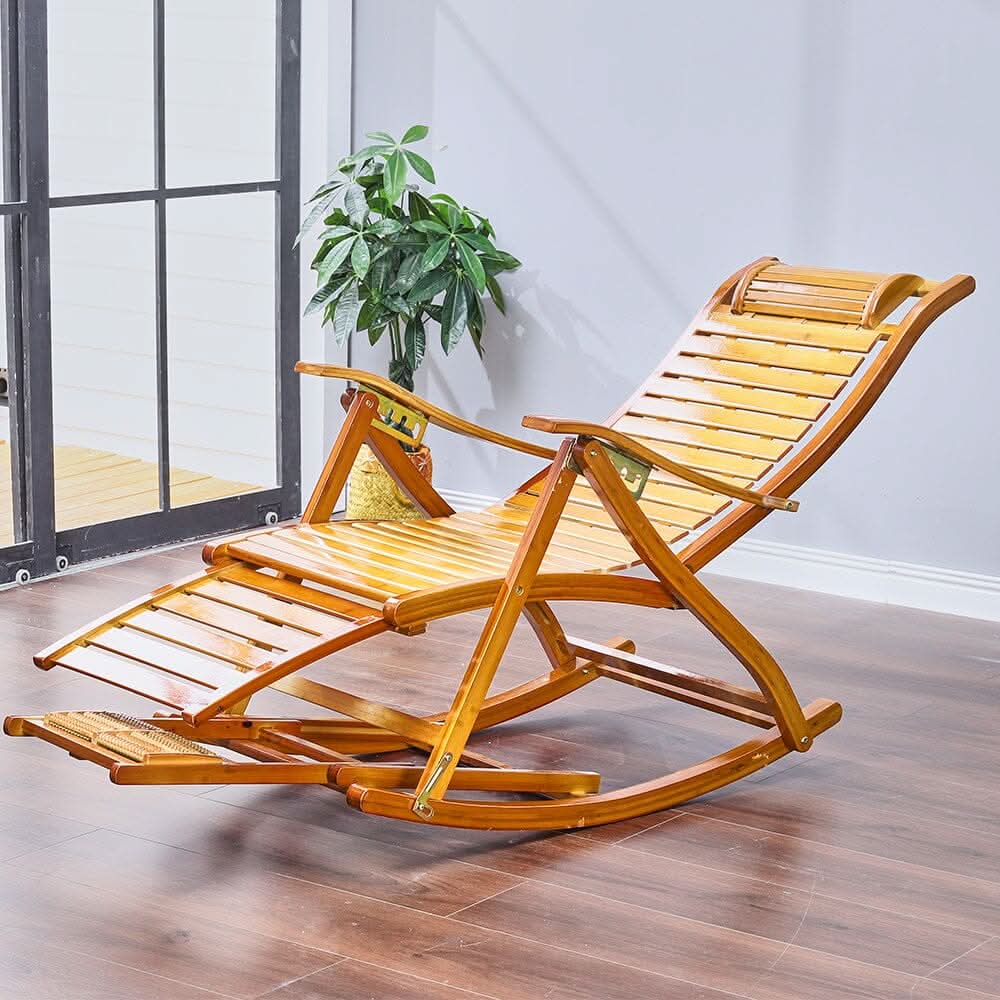 Bamboo Rocking Chair Foldable Recliner