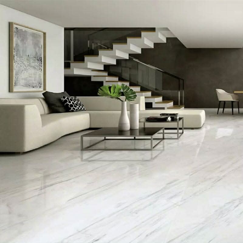 24/48Pcs White Square Stone Effect Floor Tiles