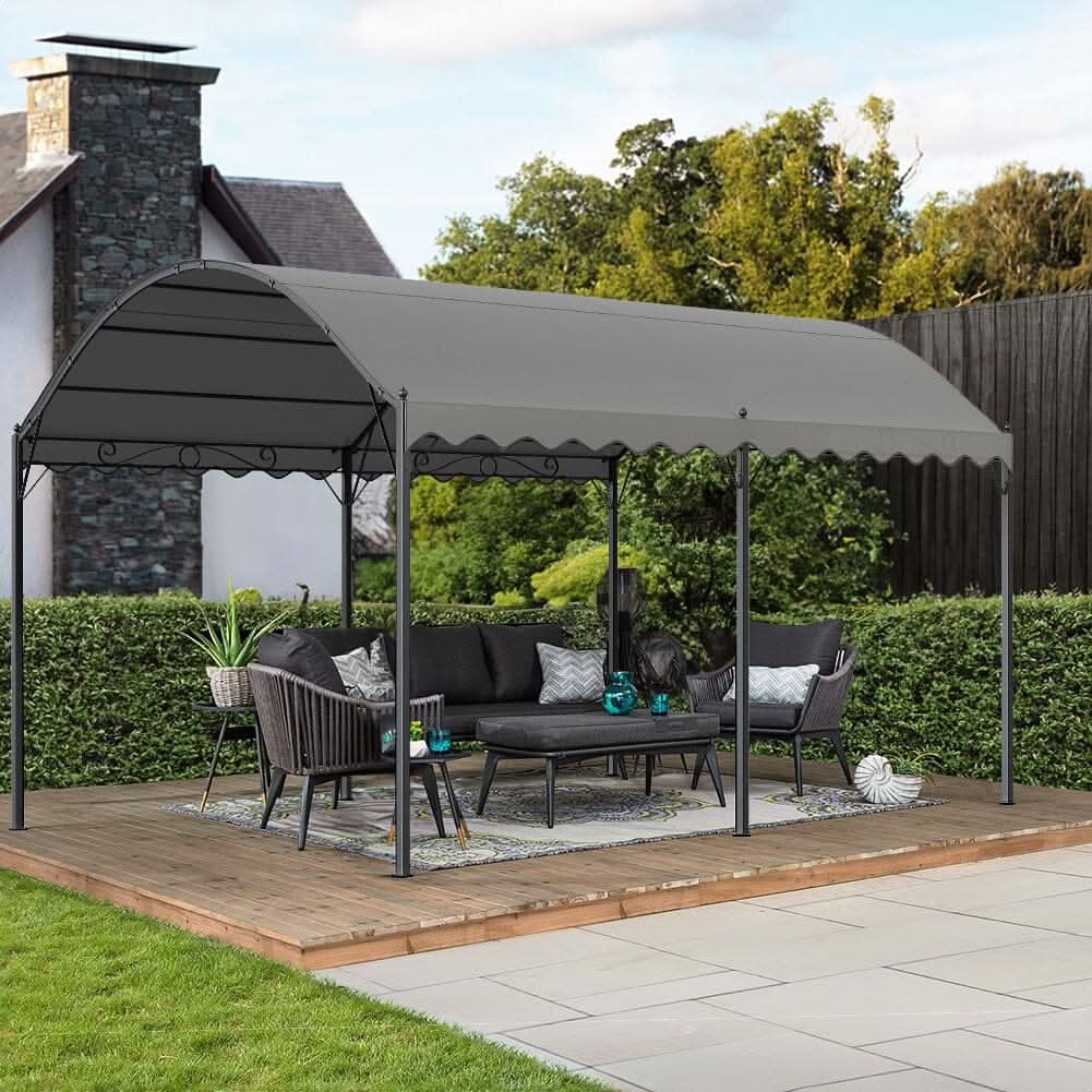 9ft Metal Arched Pergola with Shade Dark Grey