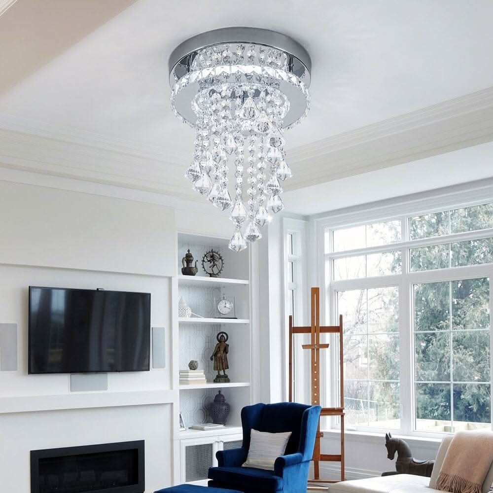 Modern Crystal Ceiling Light with Droplets Cool White
