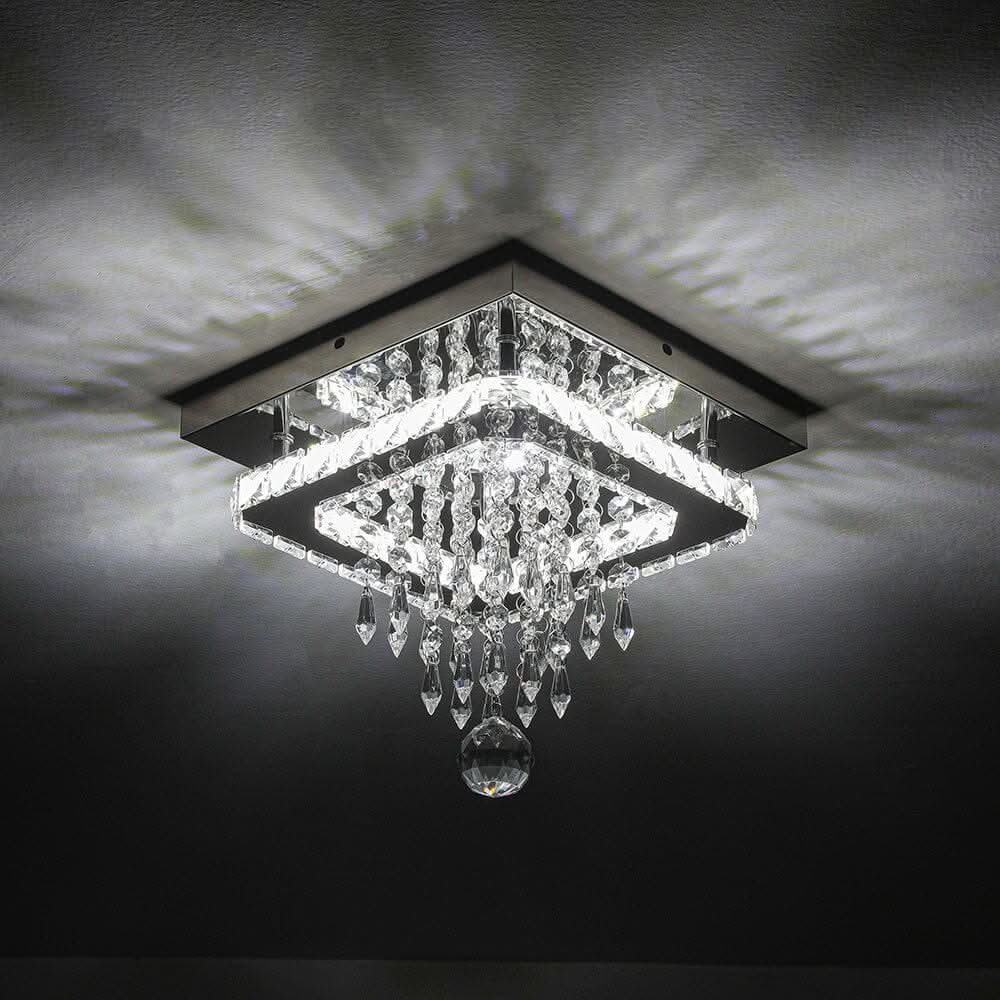 Modern Square Crystal Ceiling Light with Droplets