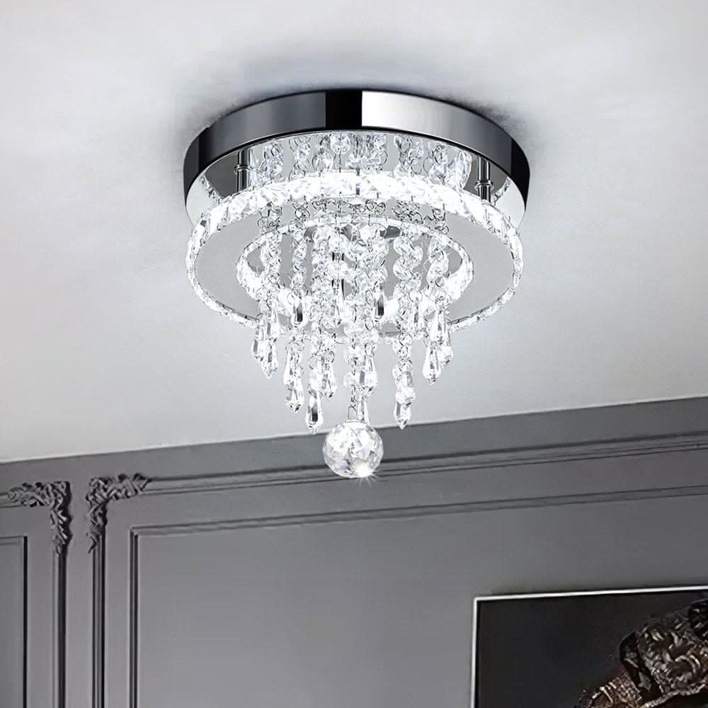 Modern Round Crystal Ceiling Light with Droplets