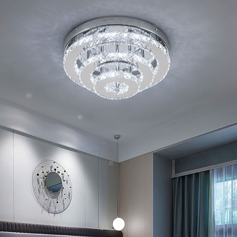 3-Tier Chic Crystal Ceiling Light with Chrome Finish