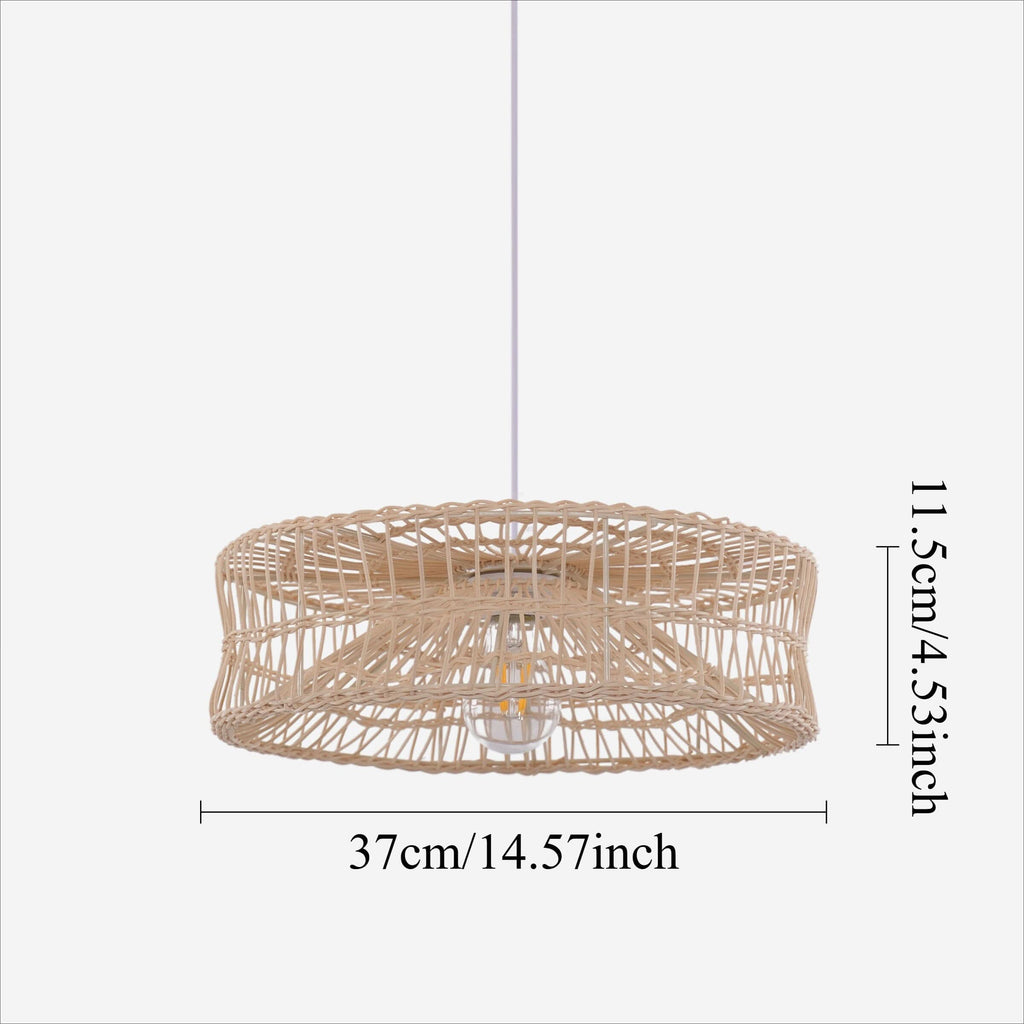 Lightsin Shallow Rattan Pendant Light for Kitchen Island Dining Area or Reading Corner
