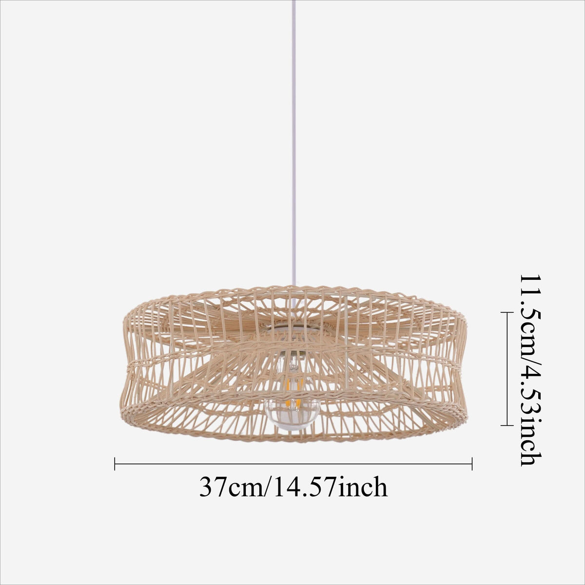 Lightsin Shallow Rattan Pendant Light for Kitchen Island Dining Area or Reading Corner
