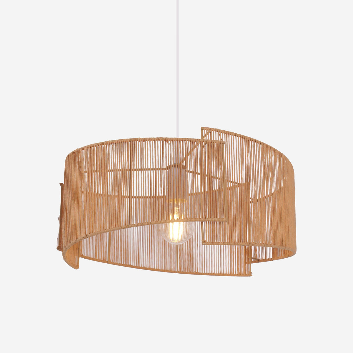 Lightsin Twist  Handwoven Paper Rope Pendant Light for Cozy Living Spaces
