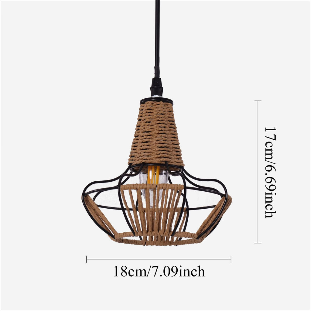 Glyph-Lightsin Woven Rattan Cage Pendant Light for Natural Charm and Effortless Elegance