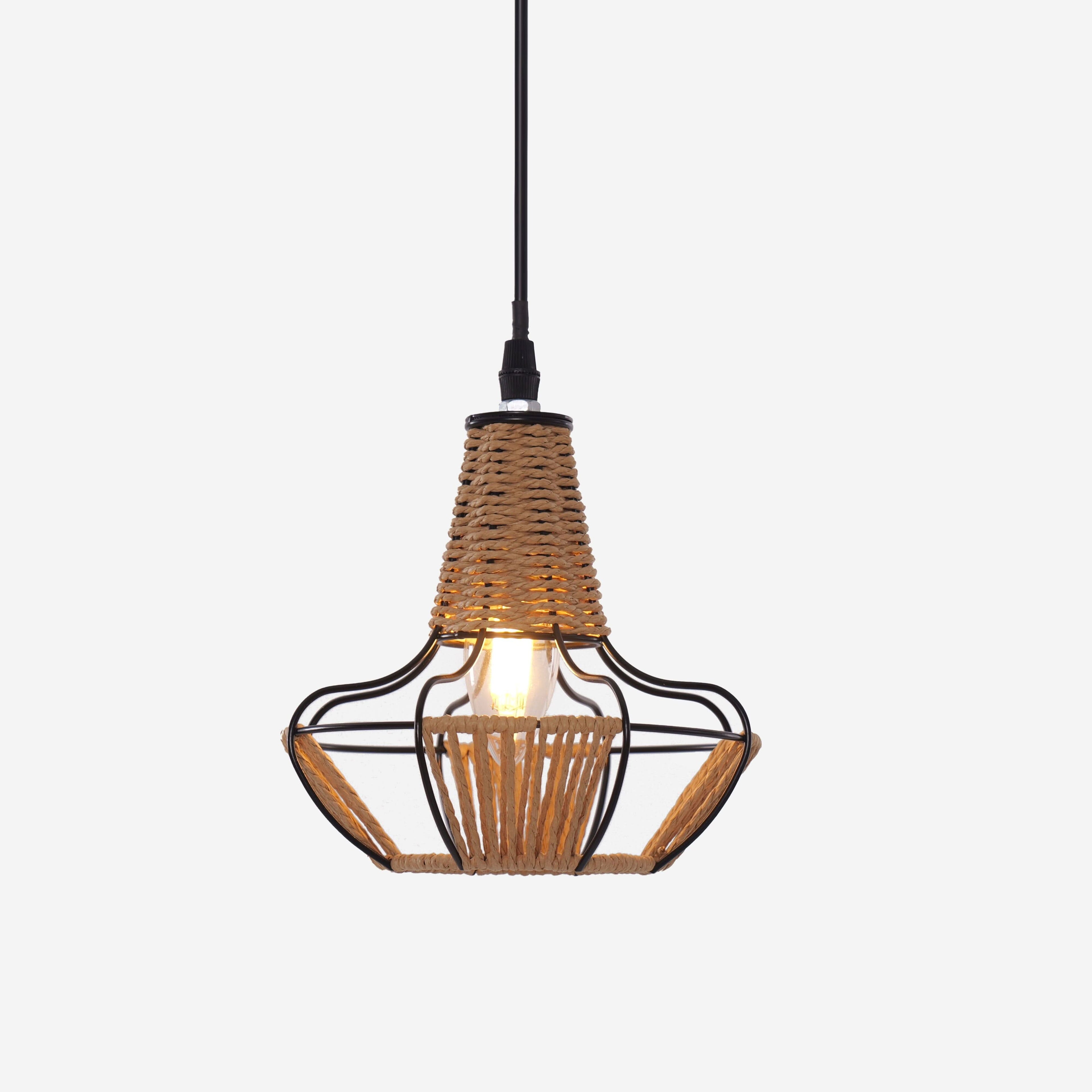 Glyph-Lightsin Woven Rattan Cage Pendant Light for Natural Charm and Effortless Elegance