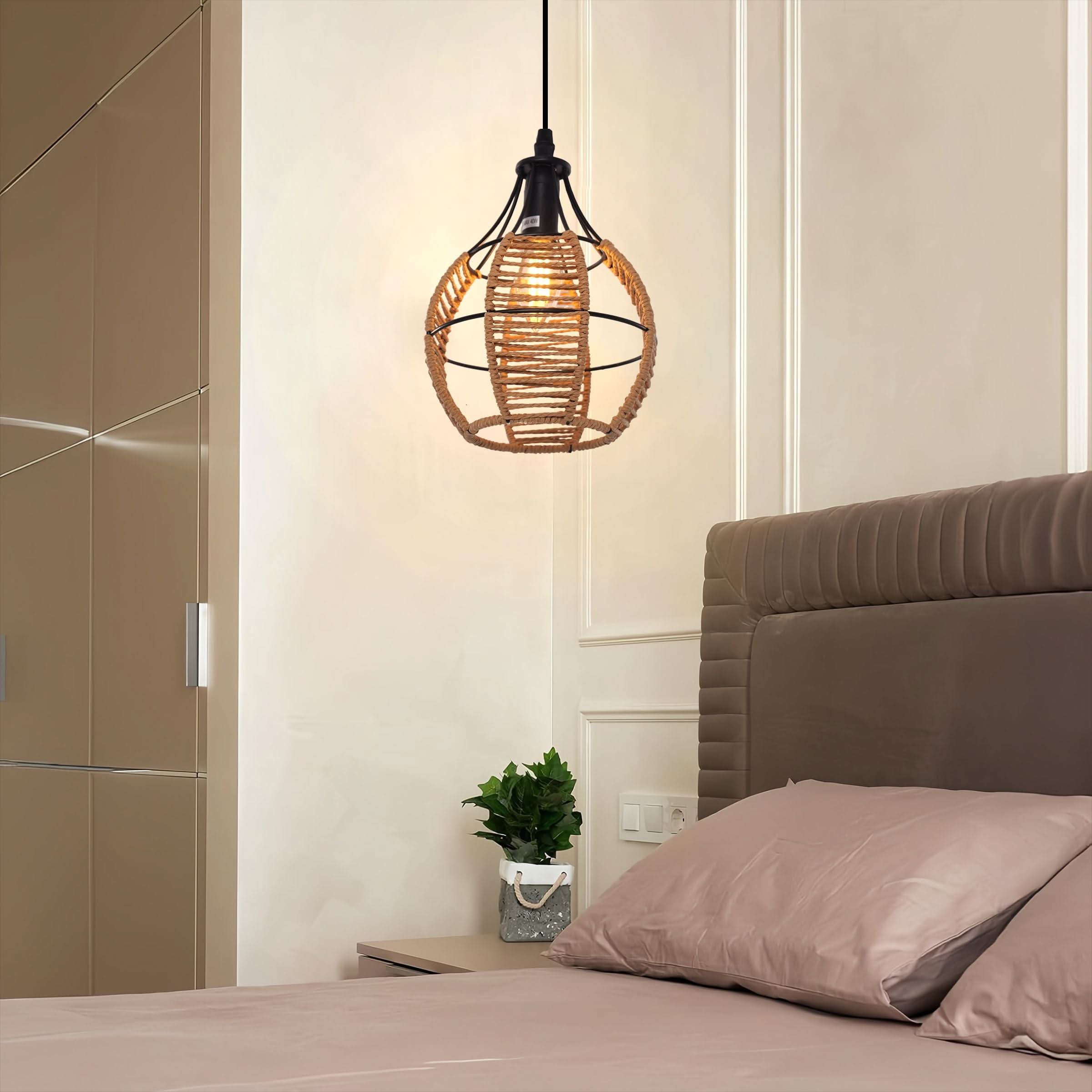 Glyph-Lightsin Woven Paper Rope Pendant Light for Cozy Elegance and Timeless Charm