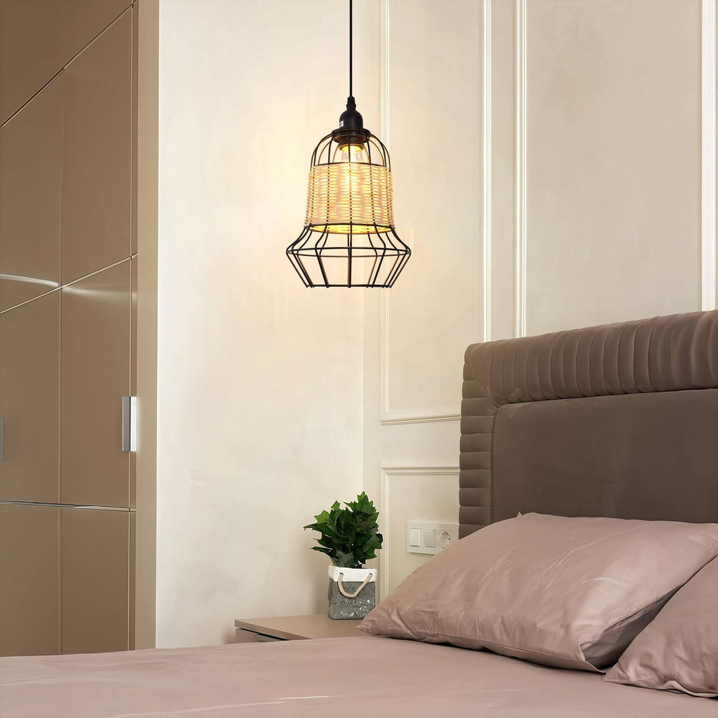 ‍Lightsin Basket-Inspired Bar Pendant Light Natural Rattan Pendant Lighting (100% off)