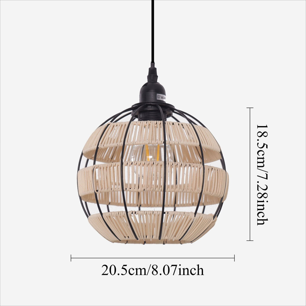 Glyph-Lightsin Rustic Iron Woven Rattan Pendant Light for Dining Room, Reading Corner & Bedroom