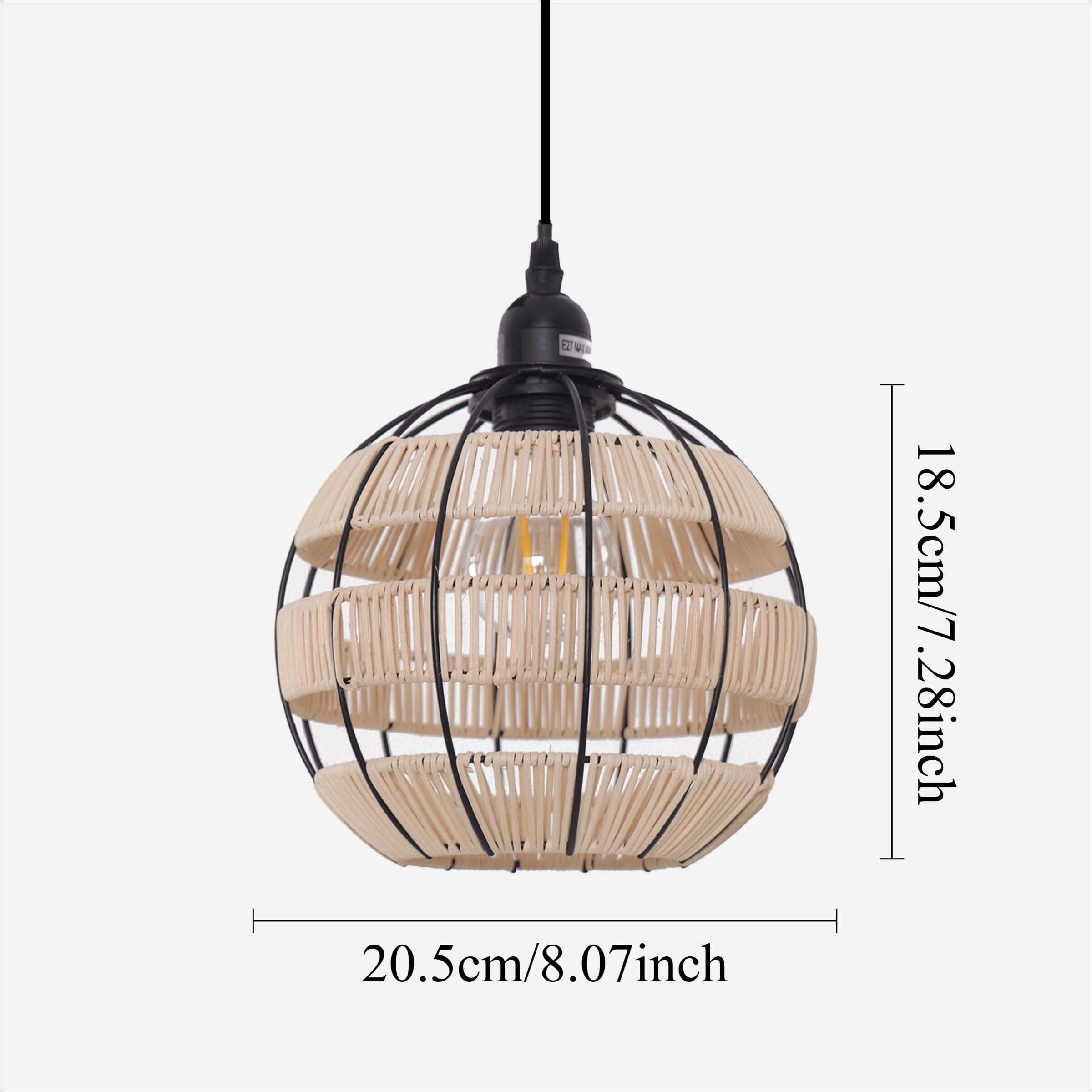 Glyph-Lightsin Rustic Iron Woven Rattan Pendant Light for Dining Room, Reading Corner & Bedroom