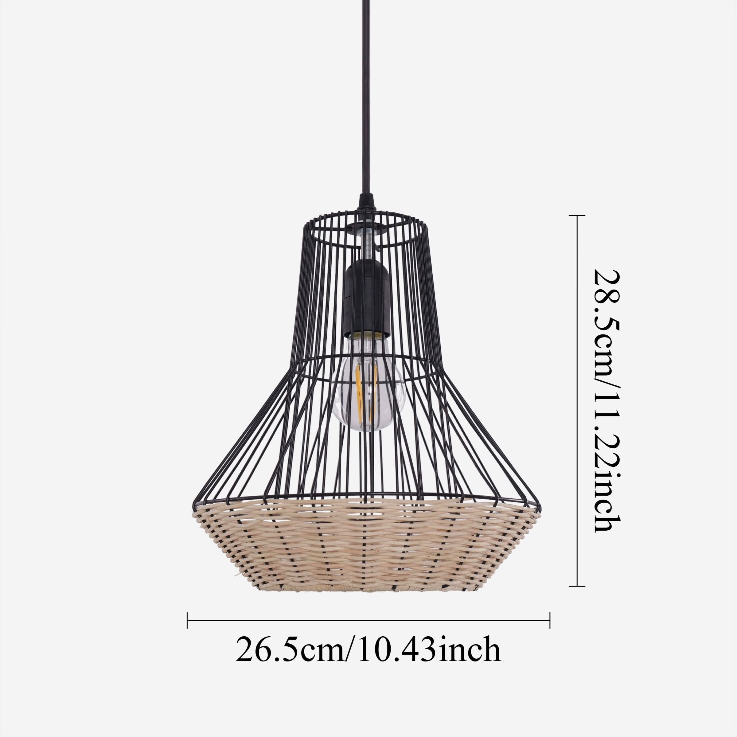 Glyph-Lightsin Geometric Rattan and Iron Pendant Light for Dining, Kitchen, and Living Rooms