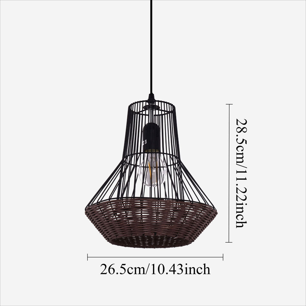 Glyph-Lightsin Geometric Rattan and Iron Pendant Light for Dining, Kitchen, and Living Rooms