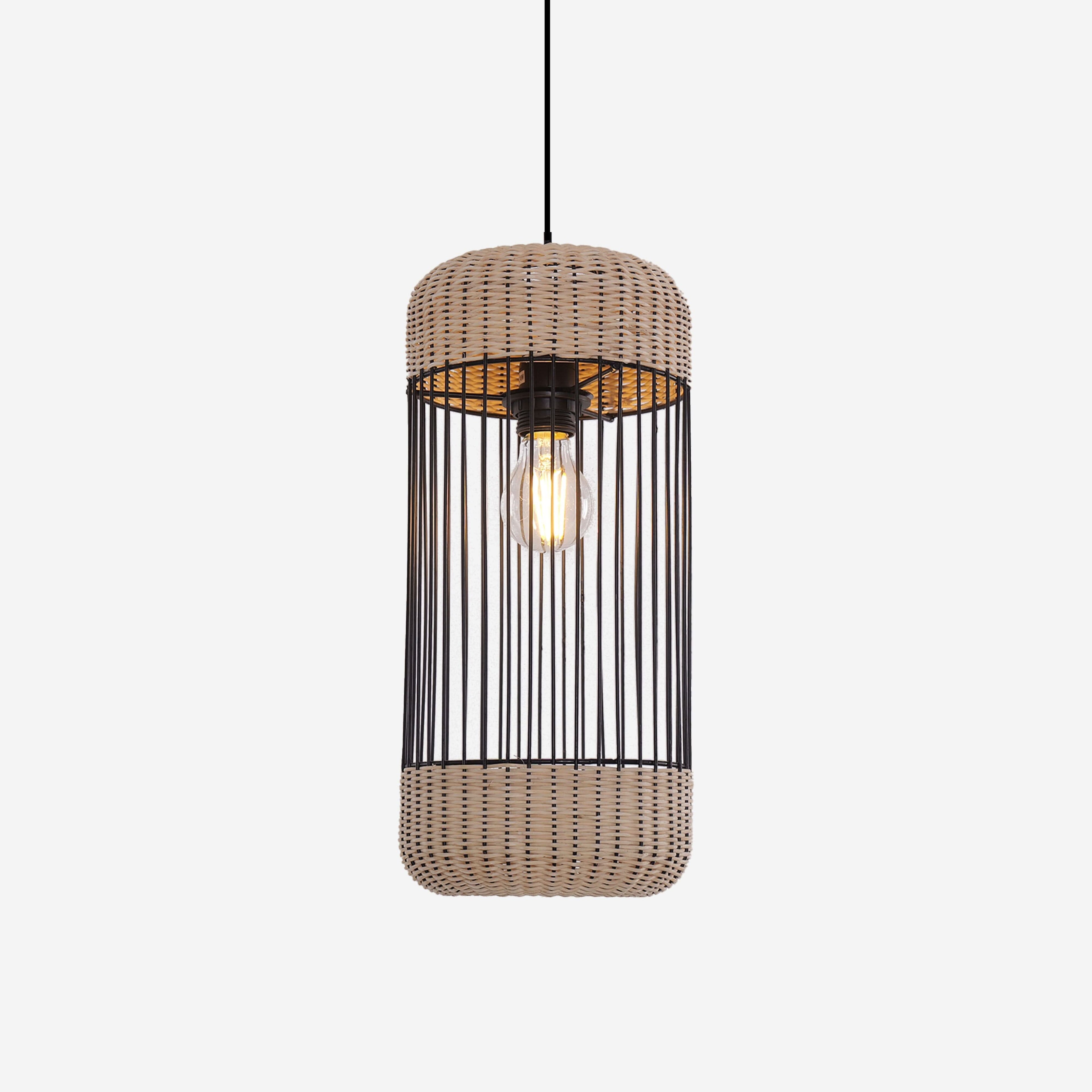 Glyph-Lightsin Cylinder-Inspired Rattan Pendant Light for Warm Natural Elegance