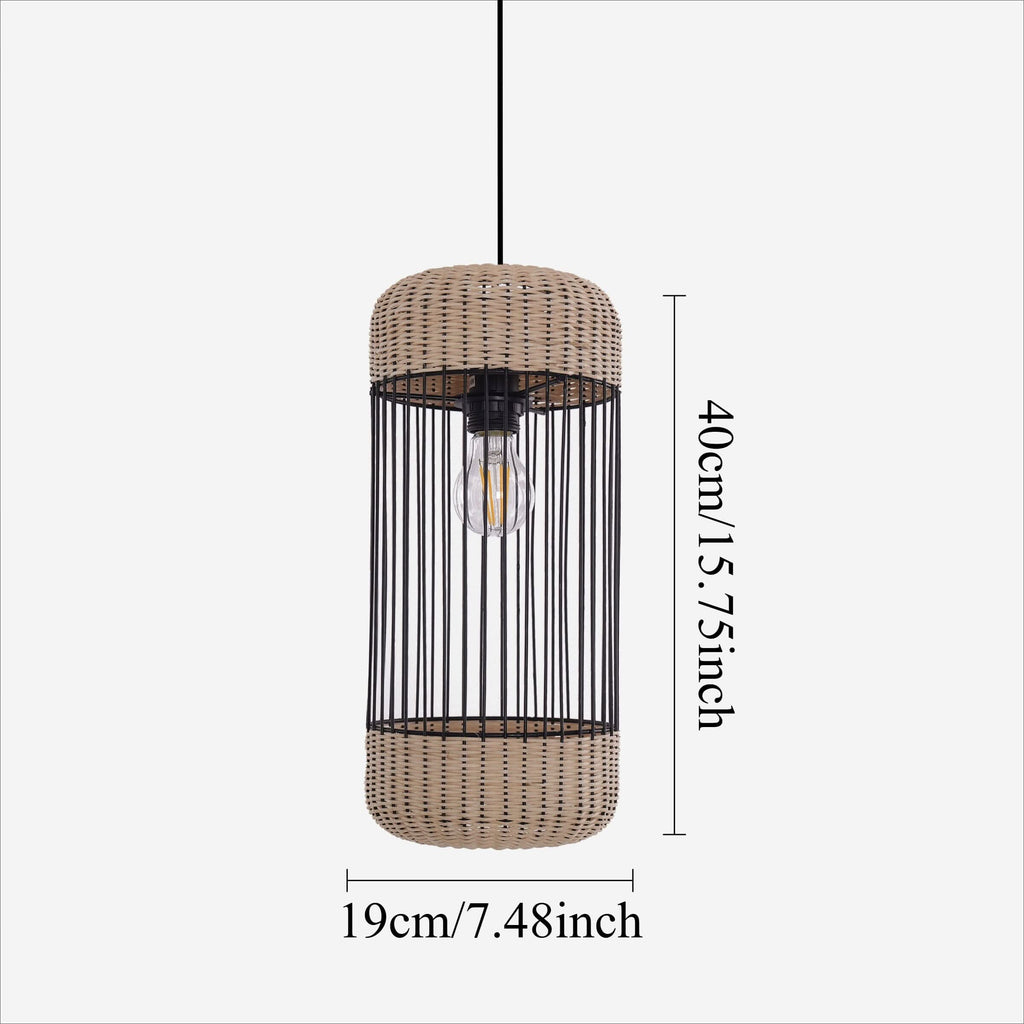 Glyph-Lightsin Cylinder-Inspired Rattan Pendant Light for Warm Natural Elegance