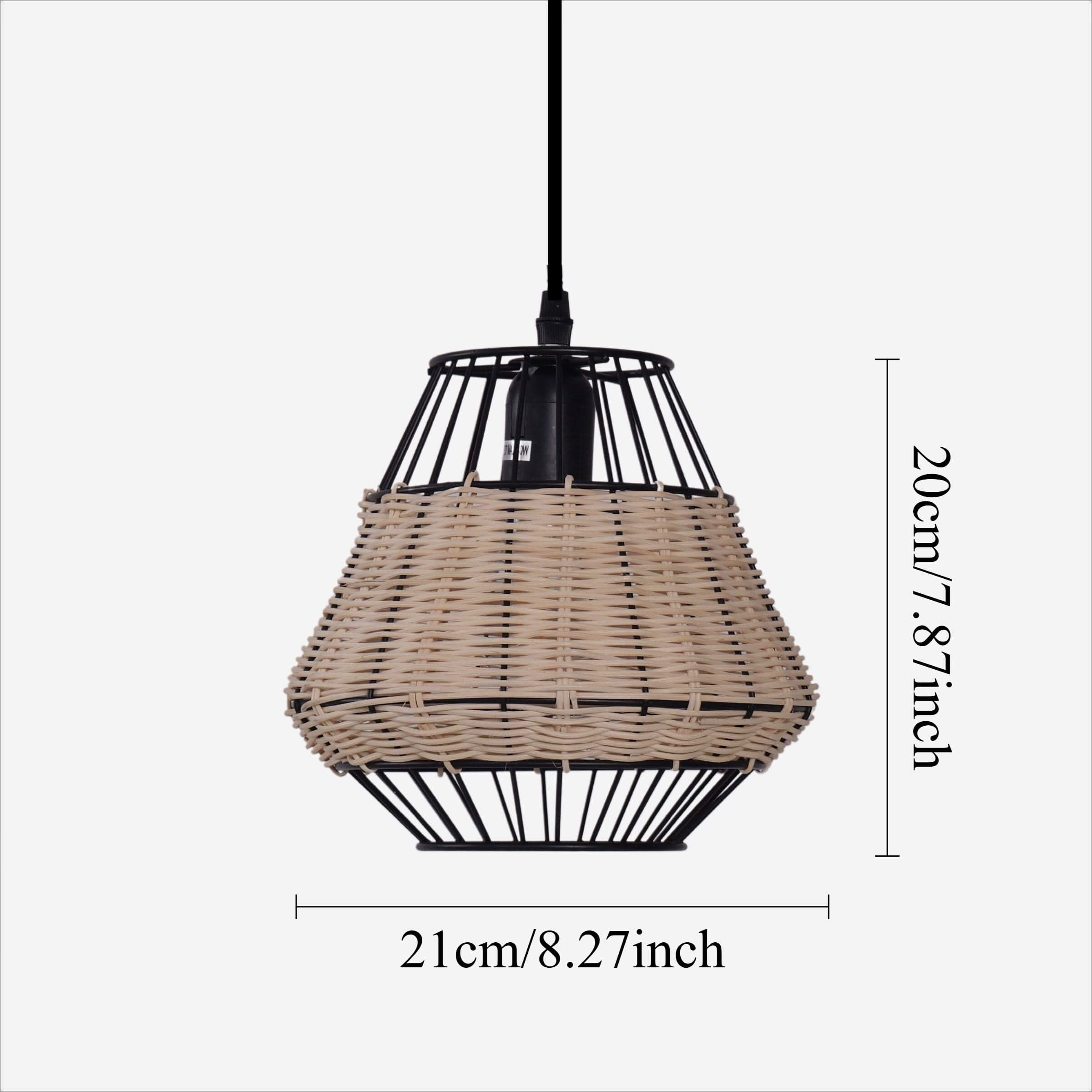 Glyph-Lightsin Rustic Iron Woven Rattan Pendant Light for Dining Room, Reading Corner & Bedroom