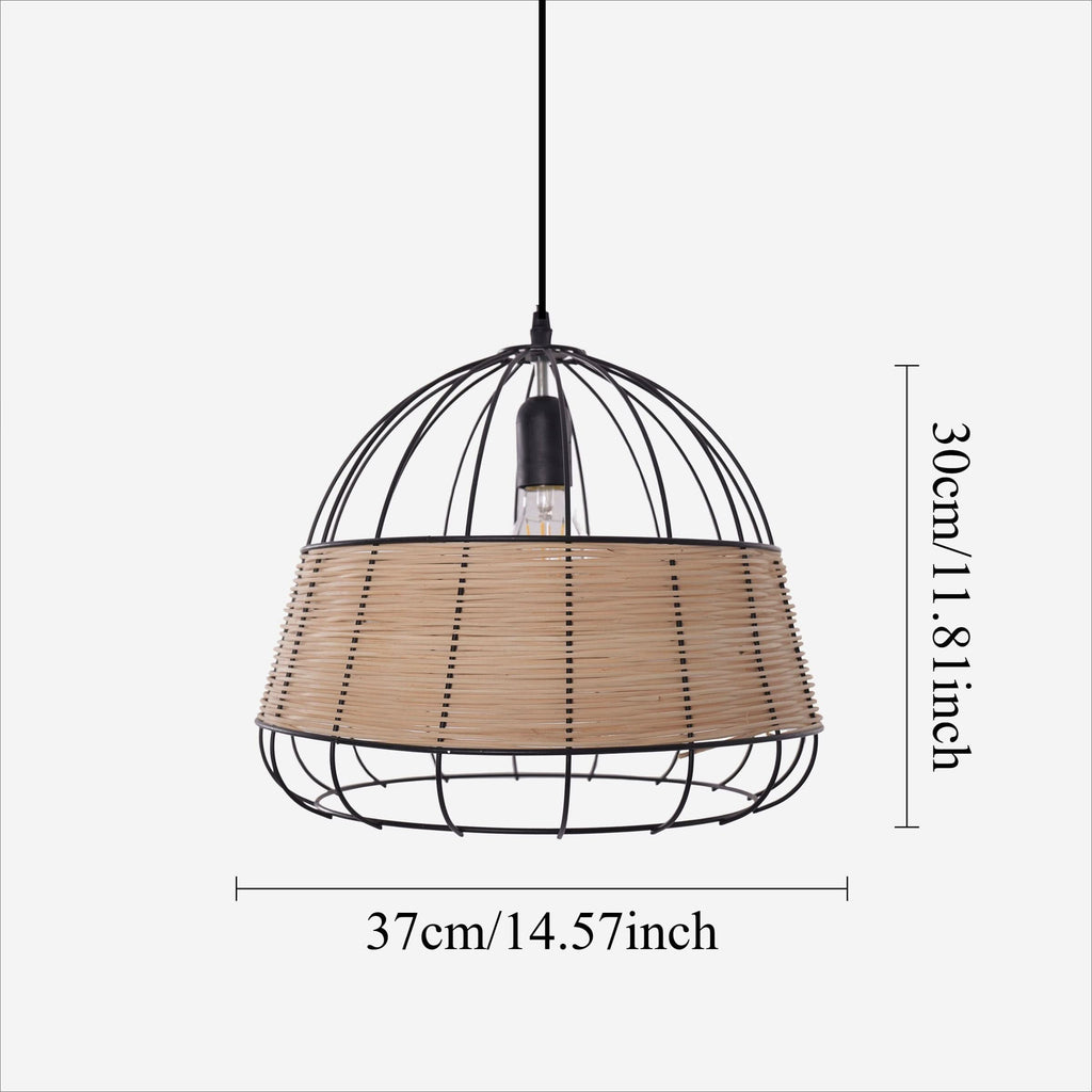 Glyph-Lightsin Rustic Iron Woven Rattan Pendant Light for Dining Room, Reading Corner & Bedroom