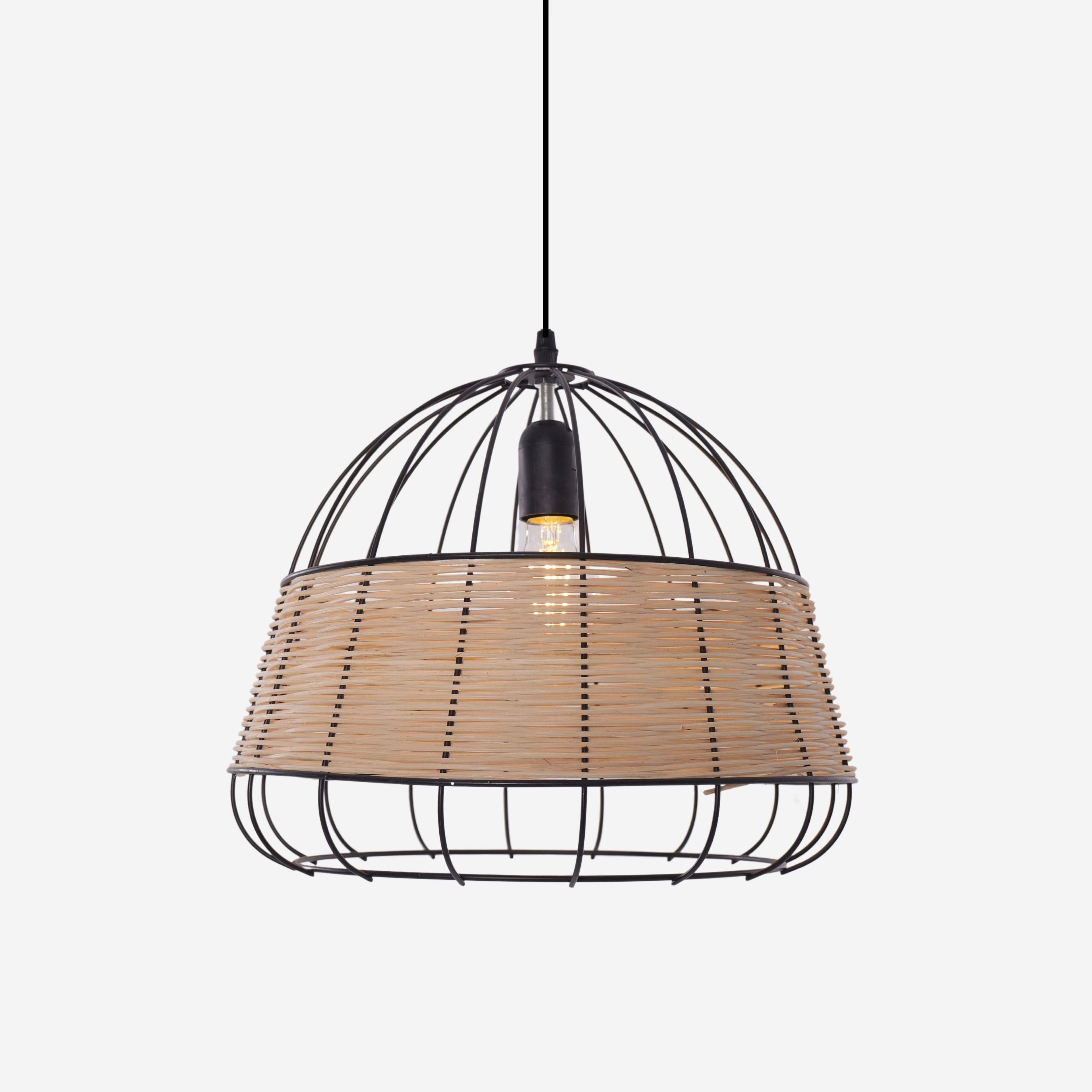Glyph-Lightsin Handcrafted Rattan Pendant Light with Iron Frame for Home Decor
