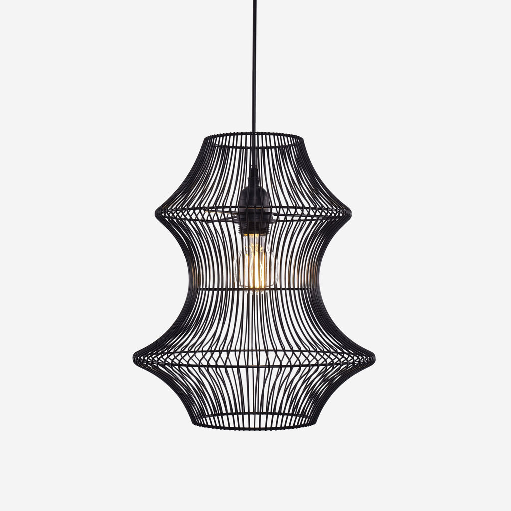 Glyph-Lightsin Industrial Black Iron Pendant Light with Hourglass Shape