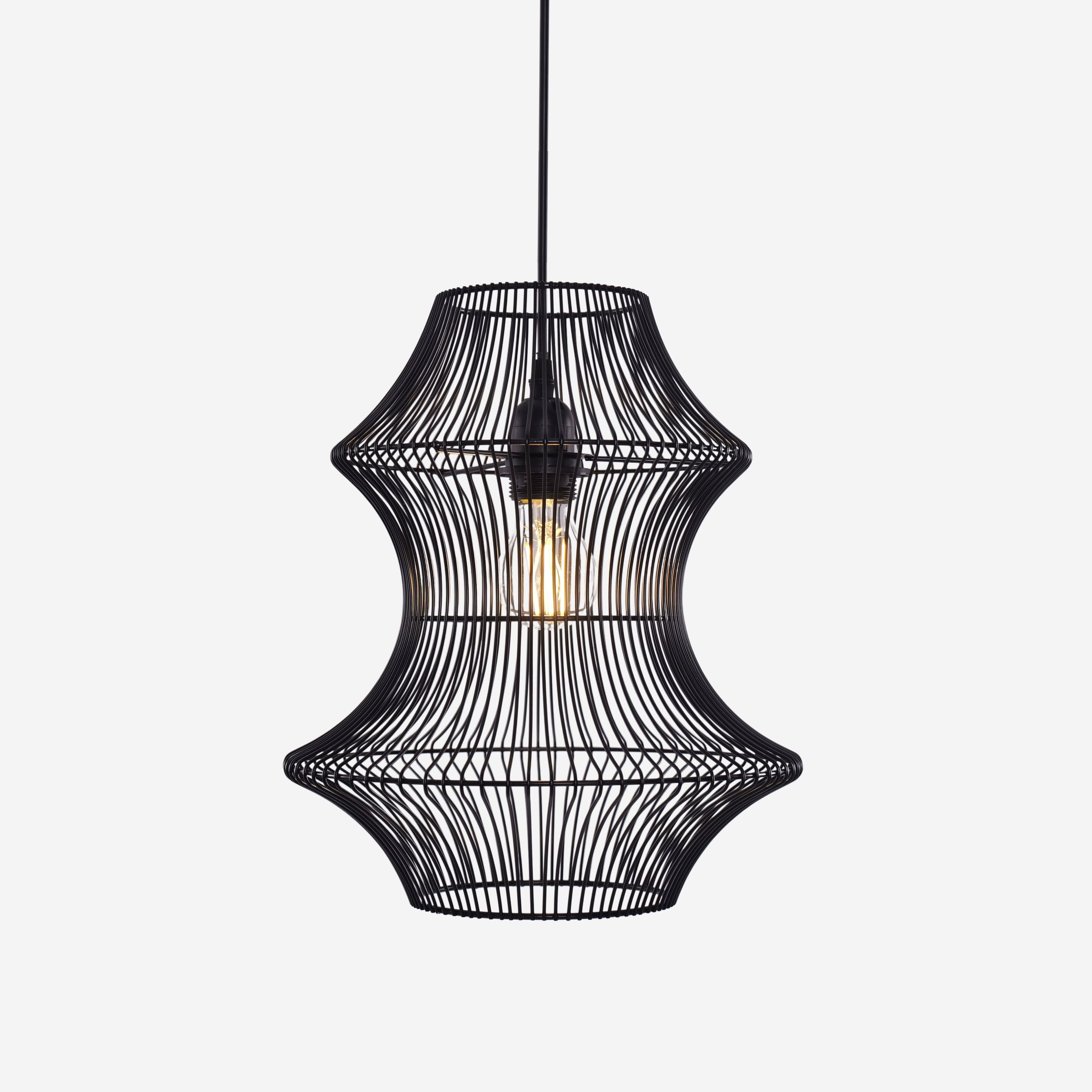 Glyph-Lightsin Industrial Black Iron Pendant Light with Hourglass Shape