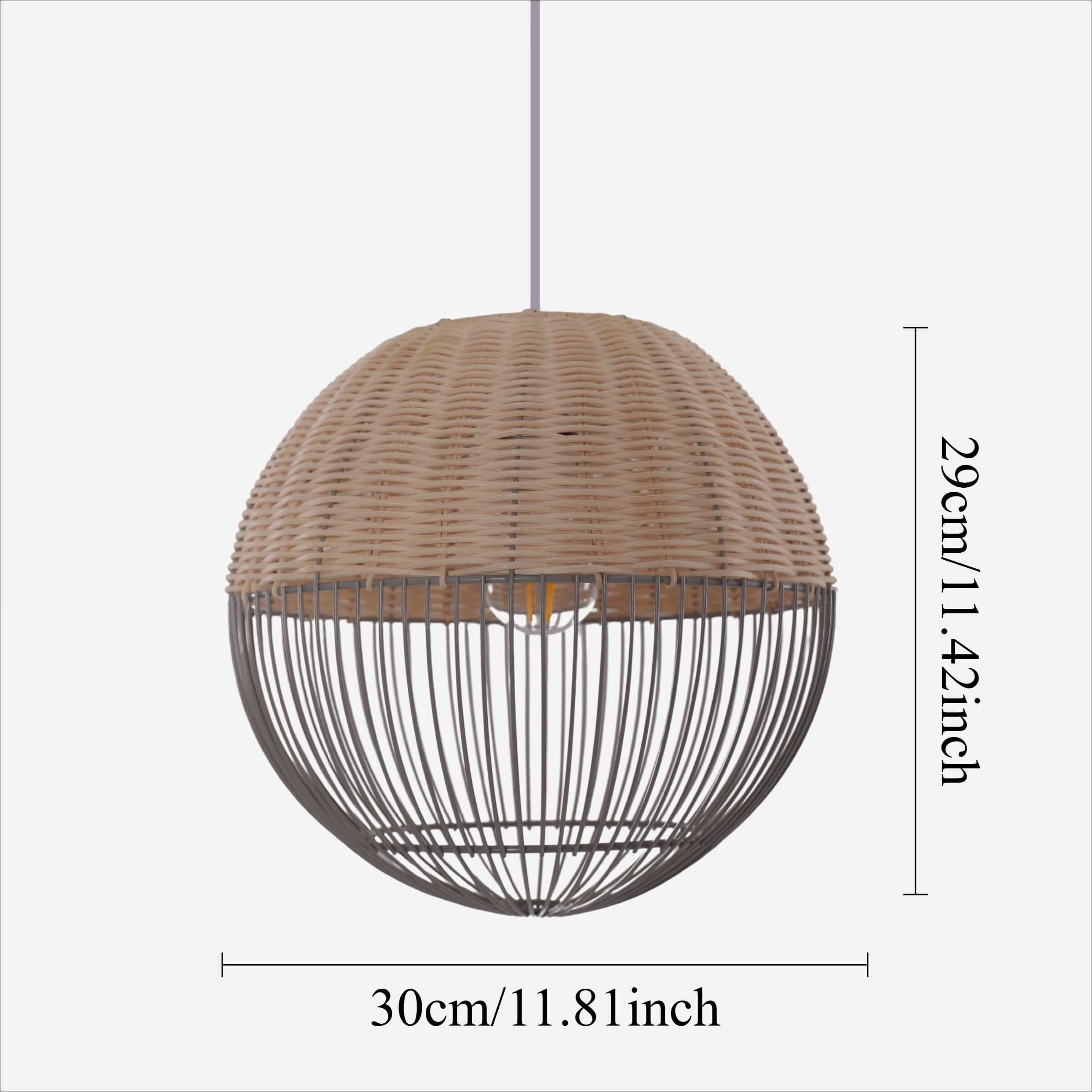 Glyph-Lightsin Chic Rattan and Metal Pendant Light for Kitchen