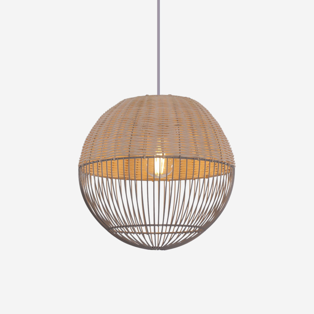Glyph-Lightsin Chic Rattan and Metal Pendant Light for Kitchen